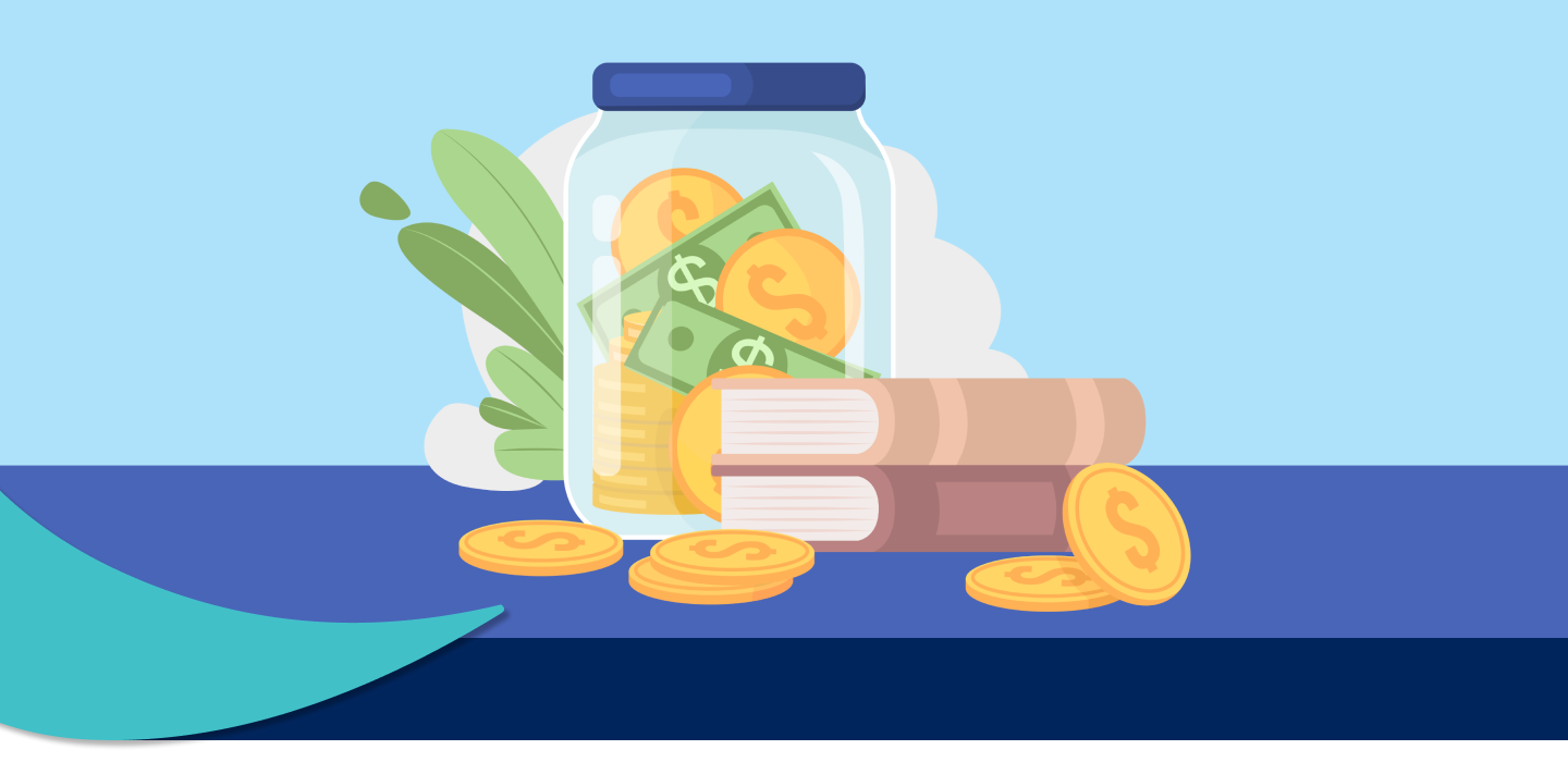 Animated illustration of a jar full of money.