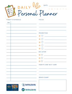 Daily Personal Planner outlined by day of the week